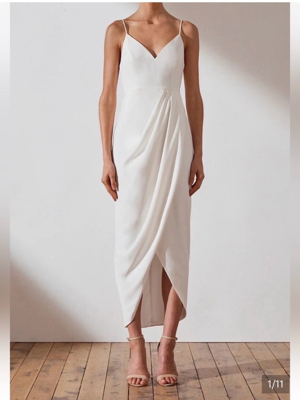 Shona Joy x Revolve white cocktail draped midi long - Size 4